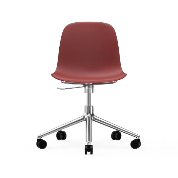 Normann Copenhagen Chaise de bureau Form avec base pivotante, fauteuil de bureau 5W rouge, aluminium, roulettes