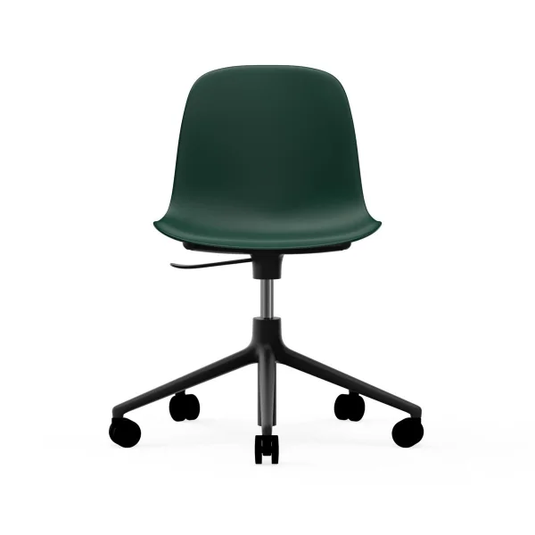 Normann Copenhagen Chaise de bureau Form avec base pivotante, fauteuil de bureau 5W vert, aluminium noir, roulettes