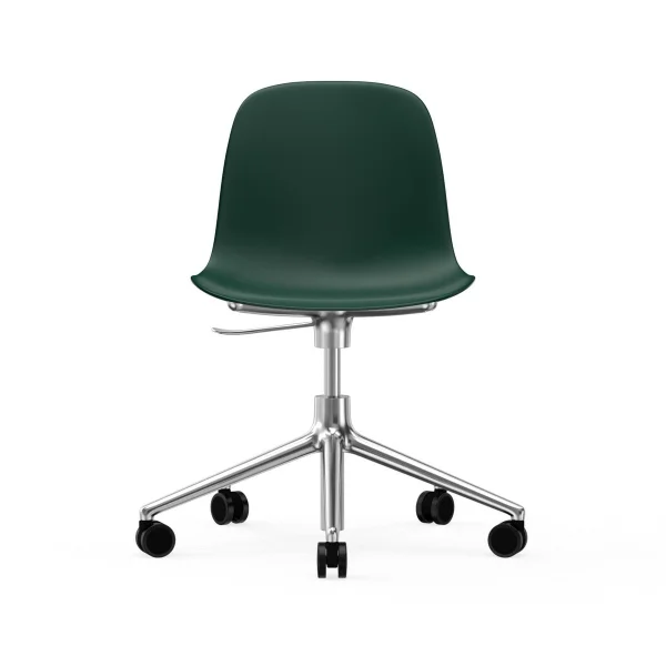 Normann Copenhagen Chaise de bureau Form avec base pivotante, fauteuil de bureau 5W vert, aluminium, roulettes