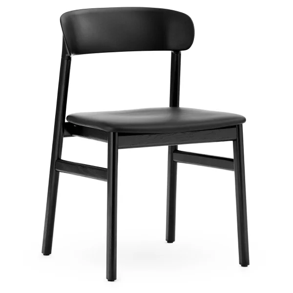 Normann Copenhagen Chaise Herit assise cuir chêne noir Noir