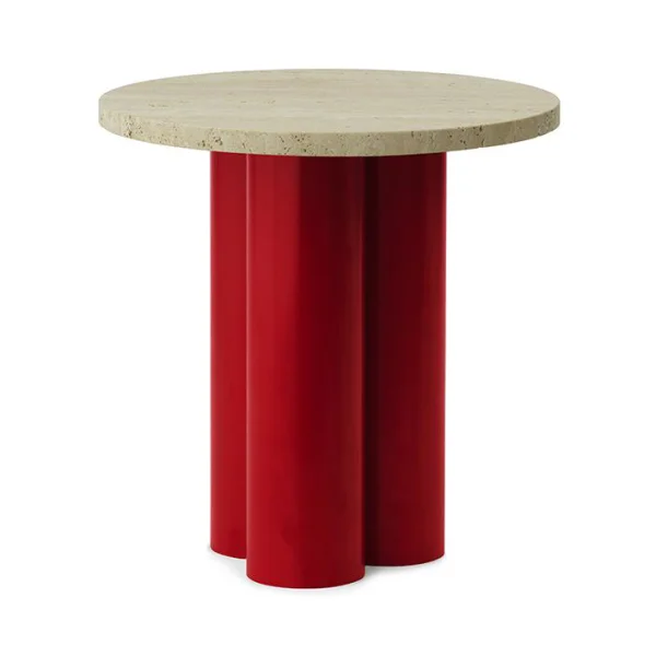 Normann Copenhagen Dit table d'appoint Ø40 cm Travertine Light-bright red