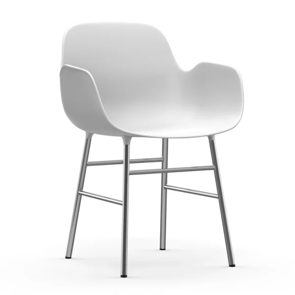 Normann Copenhagen Fauteuil Form pieds chromés Blanc