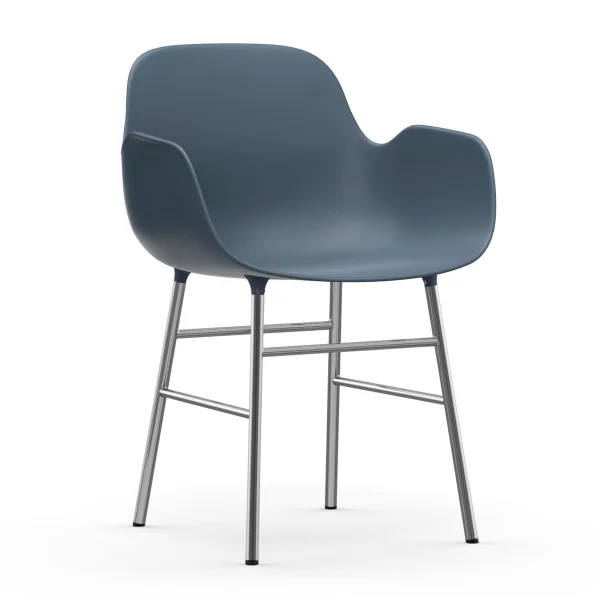 Normann Copenhagen Fauteuil Form pieds chromés Bleu