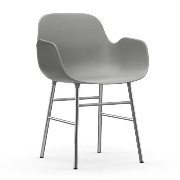 Normann Copenhagen Fauteuil Form pieds chromés Gris