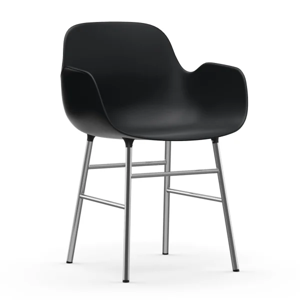 Normann Copenhagen Fauteuil Form pieds chromés Noir