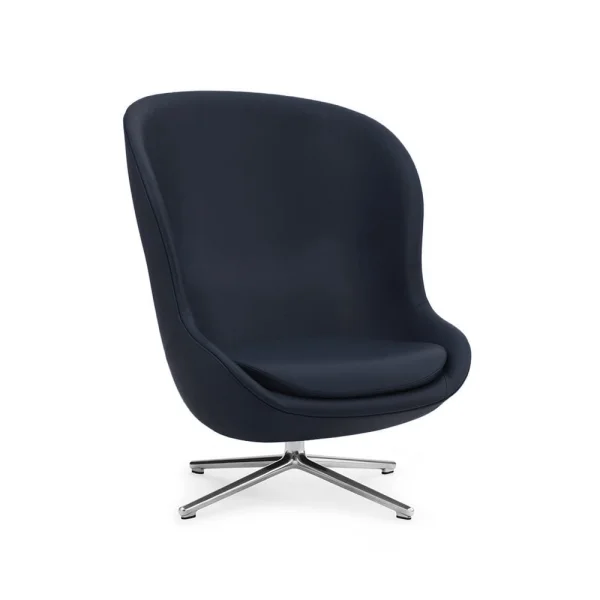 Normann Copenhagen Fauteuil Hyg cuir ultra 41573 navy, pied pivotant en aluminium