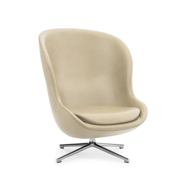 Normann Copenhagen Fauteuil Hyg cuir ultra 41583 marble, pied pivotant en aluminium