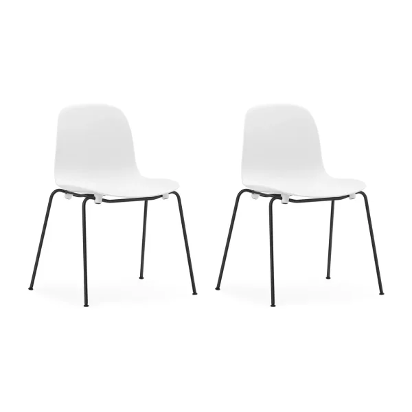 Normann Copenhagen Lot de 2 chaises empilables avec pieds noirs Form Chair, blanc Lot de 2 chaises empilables avec pieds noirs Form Chair, blanc