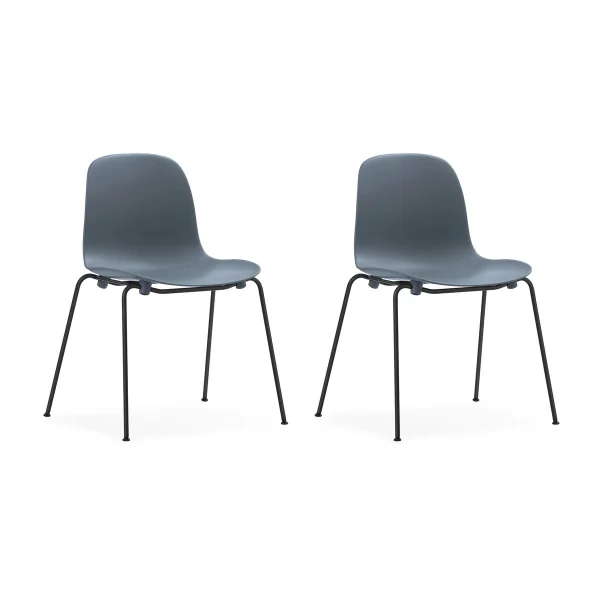 Normann Copenhagen Lot de 2 chaises empilables avec pieds noirs Form Chair, bleu Bleu