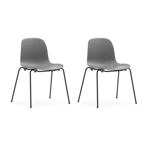 Normann Copenhagen Lot de 2 chaises empilables avec pieds noirs Form Chair, gris