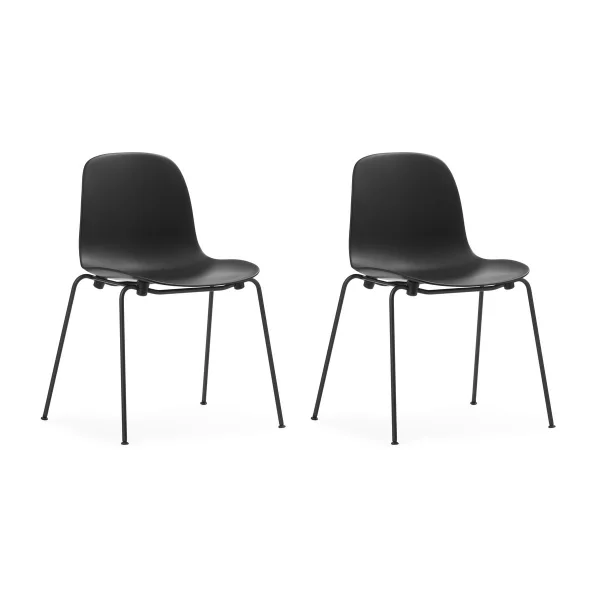 Normann Copenhagen Lot de 2 chaises empilables avec pieds noirs Form Chair, noir Noir