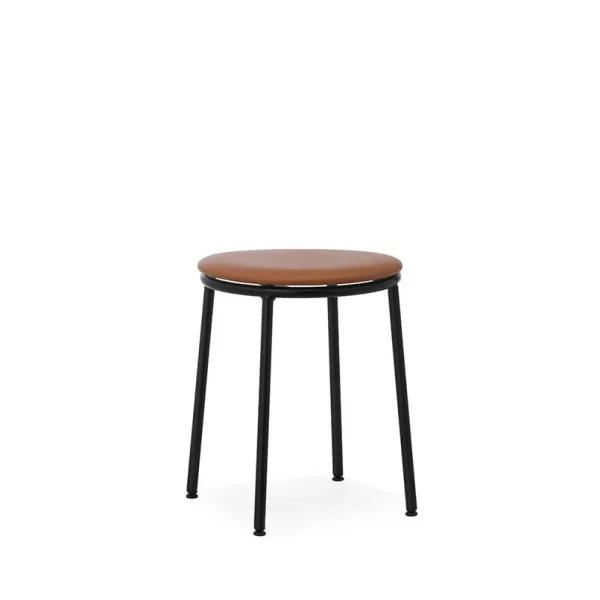 Normann Copenhagen - Tabouret Circa 45 cm, rembourrage en cuir noir