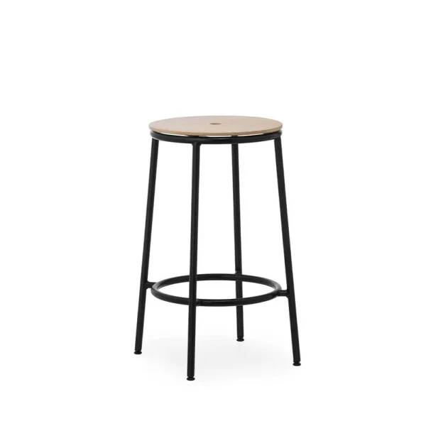 Normann Copenhagen - Tabouret de bar Circa H65 Black Steel/Oak