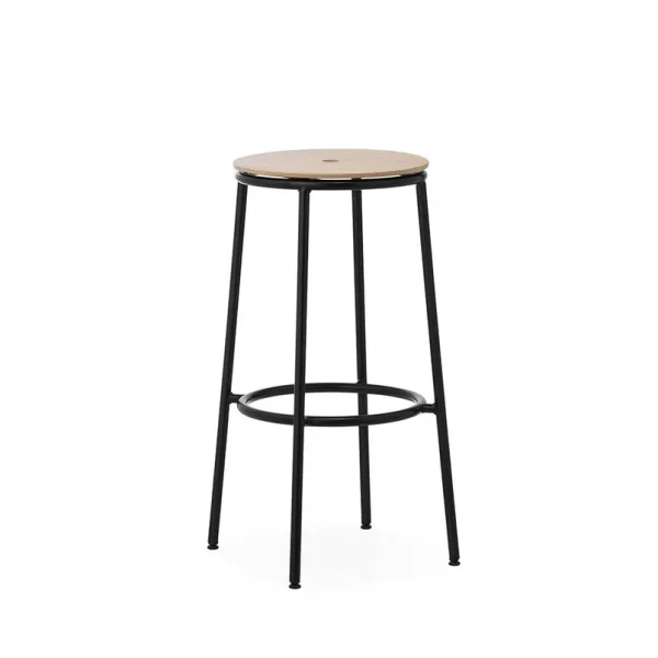 Normann Copenhagen - Tabouret de bar Circa H75 Black Steel/Oak