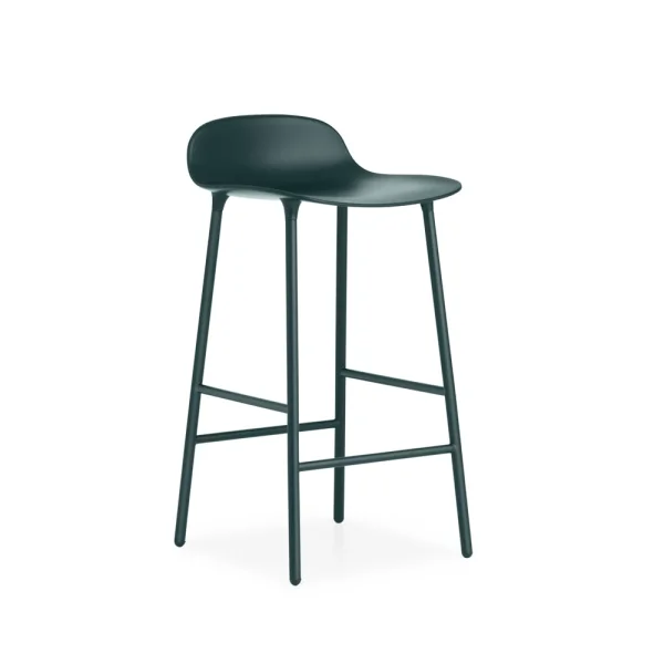 Normann Copenhagen Tabouret de bar Form bas green, pieds en acier laqué vert