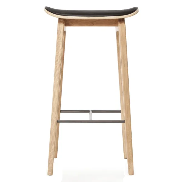 NORR11 Tabouret de bar NY11 assise cuir chêne 65 cm Ultra black