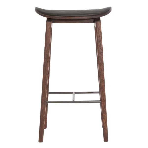 NORR11 Tabouret de bar NY11 assise cuir Dark Smoked Oak 65 cm Spectrum black