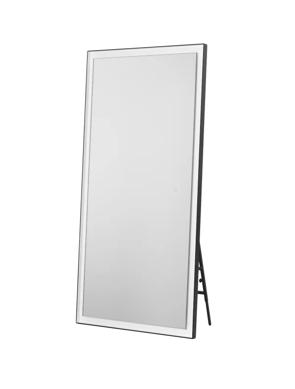 Nova Luce Adon - miroir avec éclairage - 75 x 150 x 4 cm - 42W LED inclus - IP44 - noir sablé et blanc