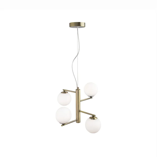 Nova Luce Agrigento - lampe suspendue - Ø 35 x 150 cm - opale et laiton antique
