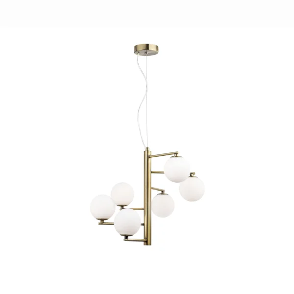 Nova Luce Agrigento - lampe suspendue - Ø 45 x 150 cm - opale et laiton antique