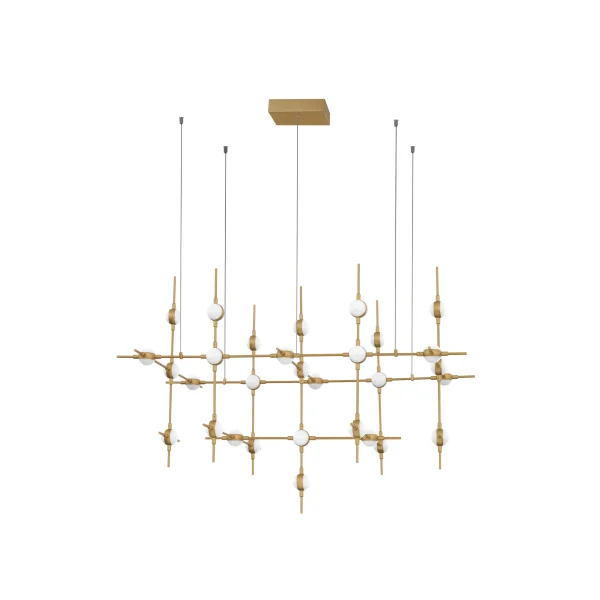 Nova Luce Atomo - lampe suspendue avec télécommande - 106 x 58,5 x 150 cm - 30 x 2,4W LED dimmable inclus - or