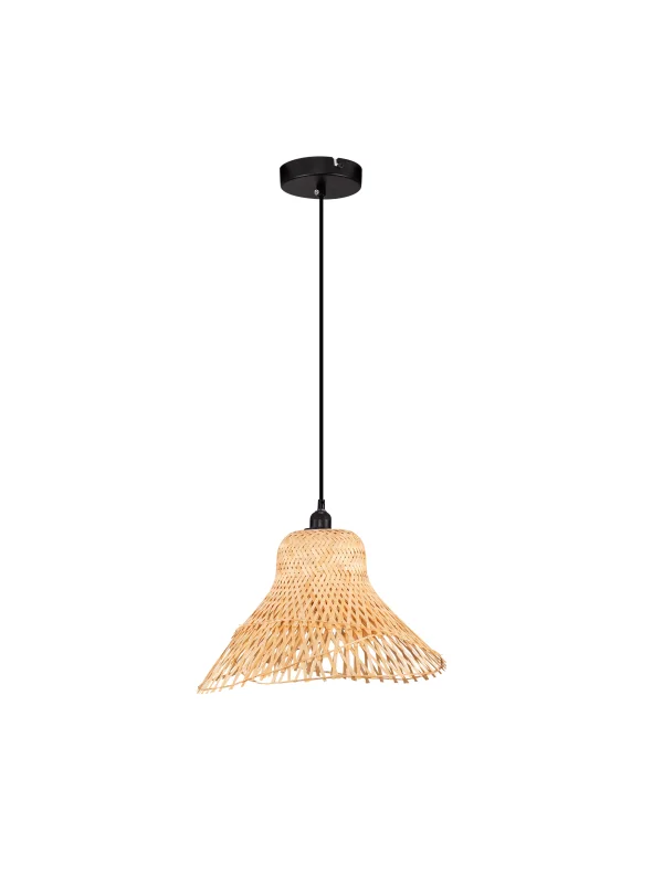 Nova Luce Aura - lampe suspendue - Ø 45 x 150 cm - rotin et noir sablé