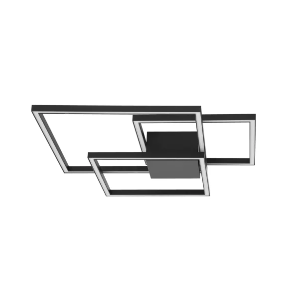 Nova Luce Bilbao - plafonnier - 56 x 56 x 8,5 cm - 42W LED dimmable inclus - noir mat