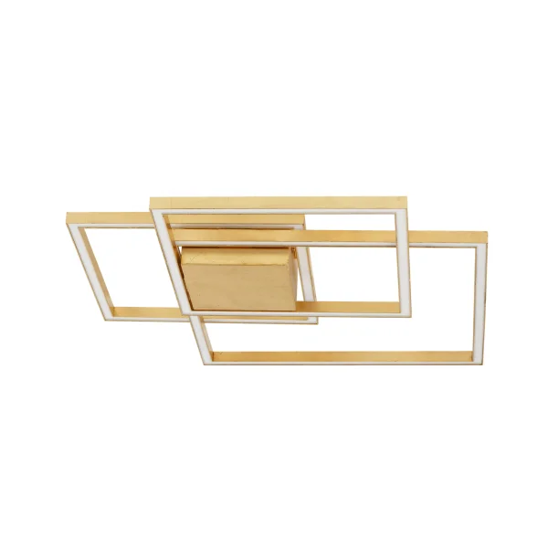Nova Luce Bilbao - plafonnier - 56 x 56 x 8,5 cm - 42W LED dimmable inclus - or