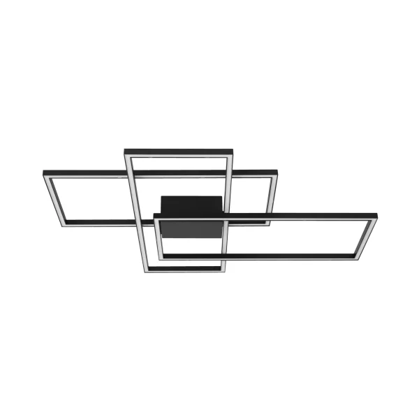 Nova Luce Bilbao - plafonnier - 90 x 67 x 9 cm - 55W LED dimmable inclus - noir mat