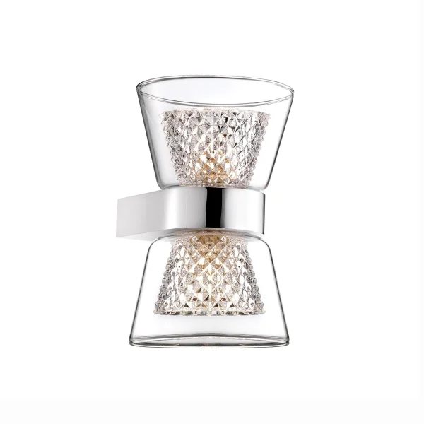 Nova Luce Boccale - applique murale - 12,6 x 12 x 18 cm - 2 x 33W halogène inclus - chrome et transparent