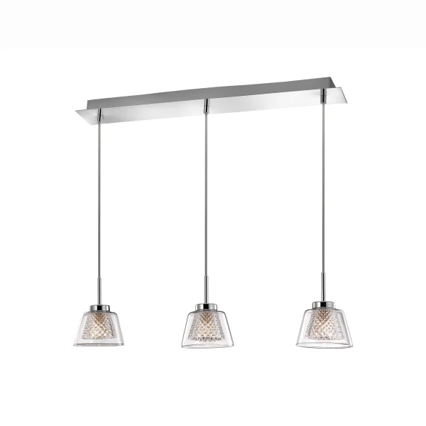 Nova Luce Boccale - lampe suspendue - 65 x 10 x 120 cm - 3 x 33W halogène inclus - chrome et transparent