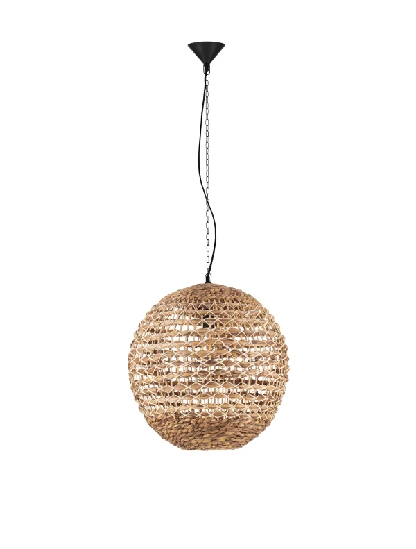 Nova Luce Bola - lampe suspendue - Ø 51 x 200 cm - naturel et noir