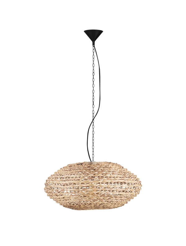 Nova Luce Bola - lampe suspendue - Ø 60 x 200 cm - naturel et noir