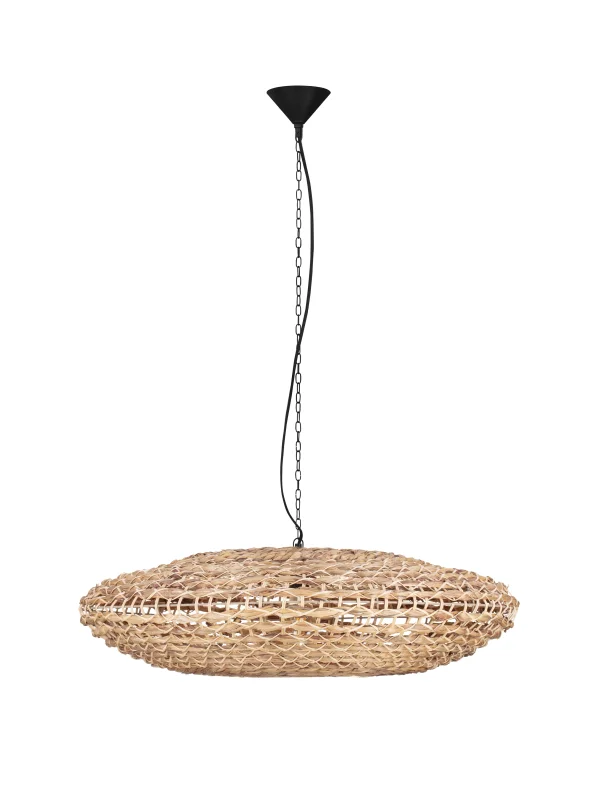 Nova Luce Bola - lampe suspendue - Ø 81,5 x 200 cm - naturel et noir