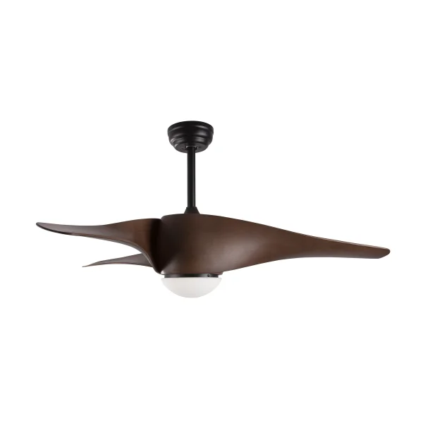 Nova Luce Breeze - ventilateur de plafond avec lumière et télécommande - Ø 132 x 58 cm - 18W LED inclus - noir mat et brun foncé