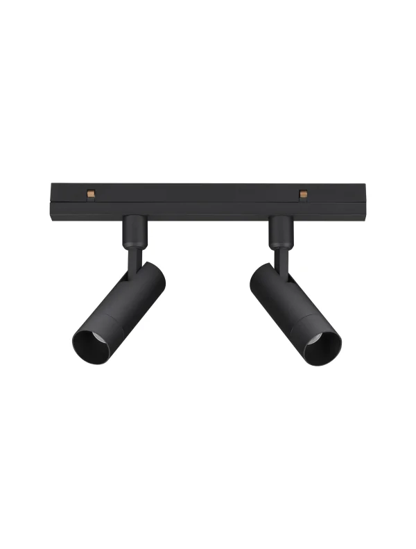 Nova Luce Buxton L - spot double pour système de rail magnétique - 24,5 x 3,2 x 15,1 cm - 2 x 10W TRIAC LED dimmable inclus - noir sable