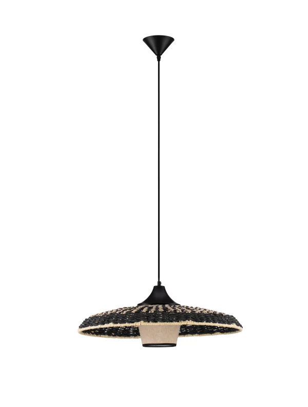 Nova Luce Capa - lampe suspendue - Ø 61 x 200 cm - naturel et noir