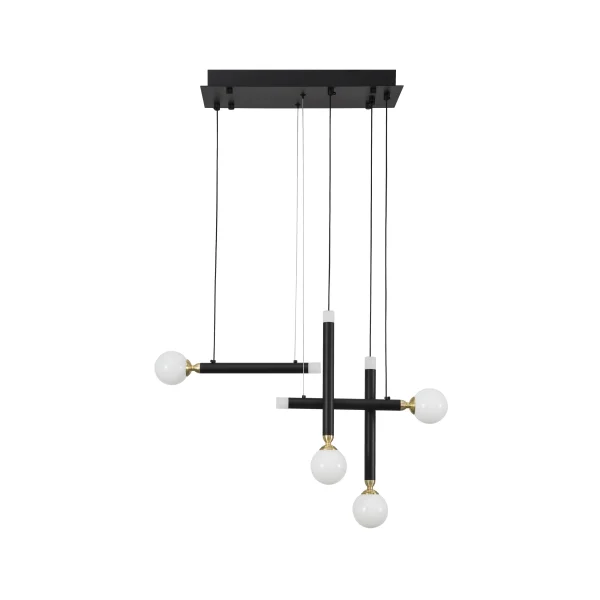 Nova Luce Cayo - lampe suspendue - 51 x 20 x 120 cm - 4 x 5W LED inclus - noir