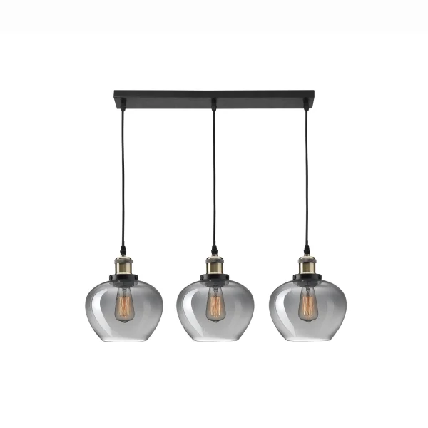 Nova Luce Cedro - lampe suspendue 3L - 80 x 130 cm - verre fumé