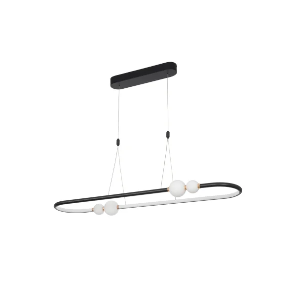 Nova Luce Celia - lampe suspendue avec télécommande - 100 x 28 x 120 cm - 44,2W LED dimmable inclus - noir et opale