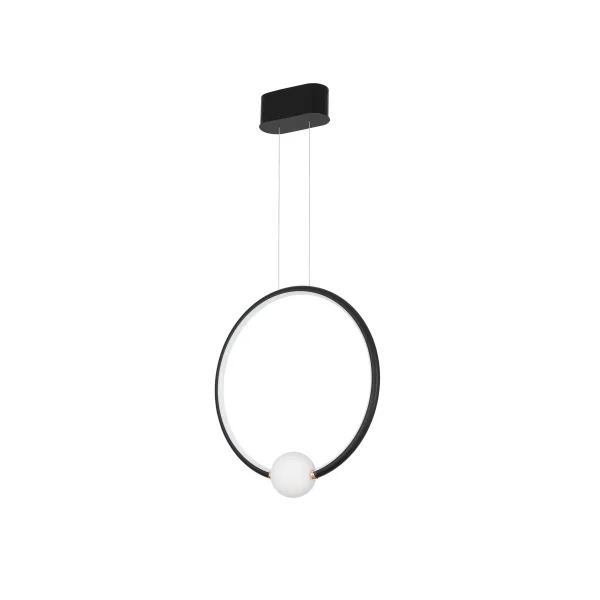 Nova Luce Celia - lampe suspendue avec télécommande - 43 x 10 x 120 cm - 25,6W LED dimmable inclus - noir et opale