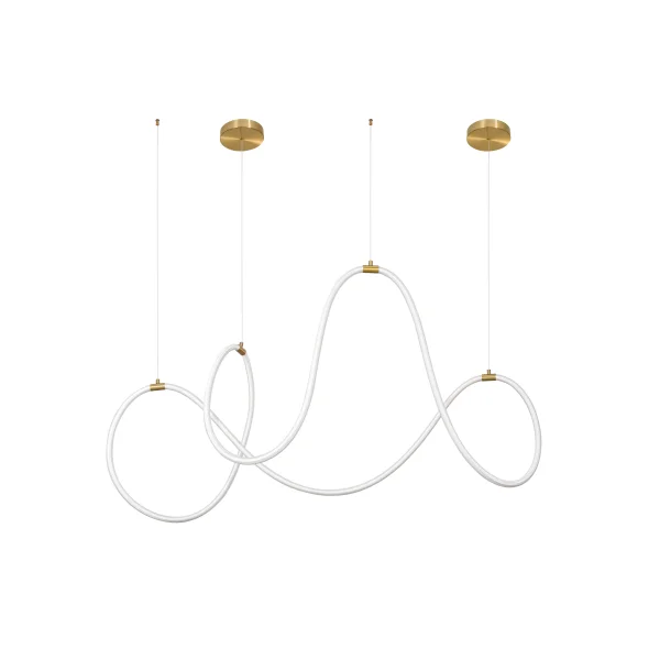 Nova Luce Cerelia - lampe suspendue - 150 x 60 x 120 cm - 57W dimmable LED inclus - laiton doré et blanc