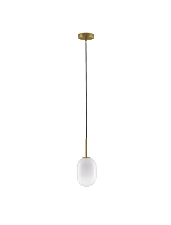 Nova Luce Chrysi - lampe suspendue - Ø 12 x 120 cm - laiton doré et blanc