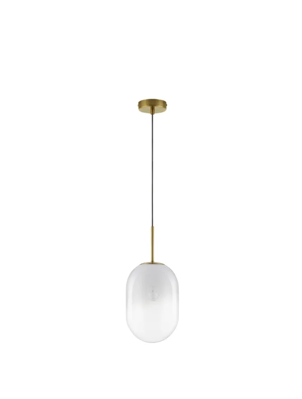 Nova Luce Chrysi - lampe suspendue - Ø 18 x 120 cm - laiton doré et blanc