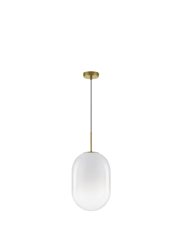Nova Luce Chrysi - lampe suspendue - Ø 24 x 120 cm - laiton doré et blanc