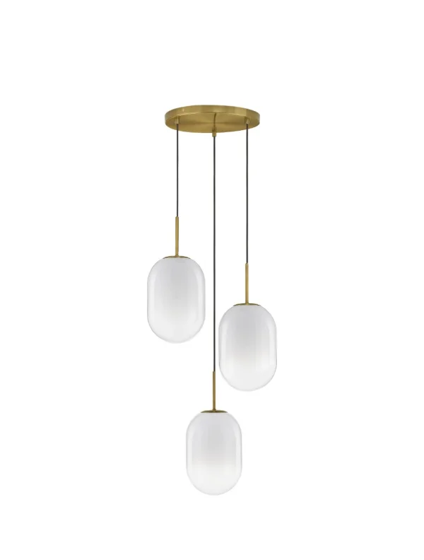 Nova Luce Chrysi - lampe suspendue - Ø 43 x 120 cm - laiton doré et blanc