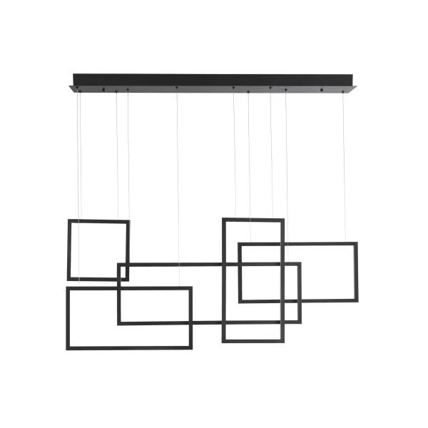 Nova Luce Cornice - lampe suspendue - 120 x 160 cm - 80W LED dimmable inclus - noir sable