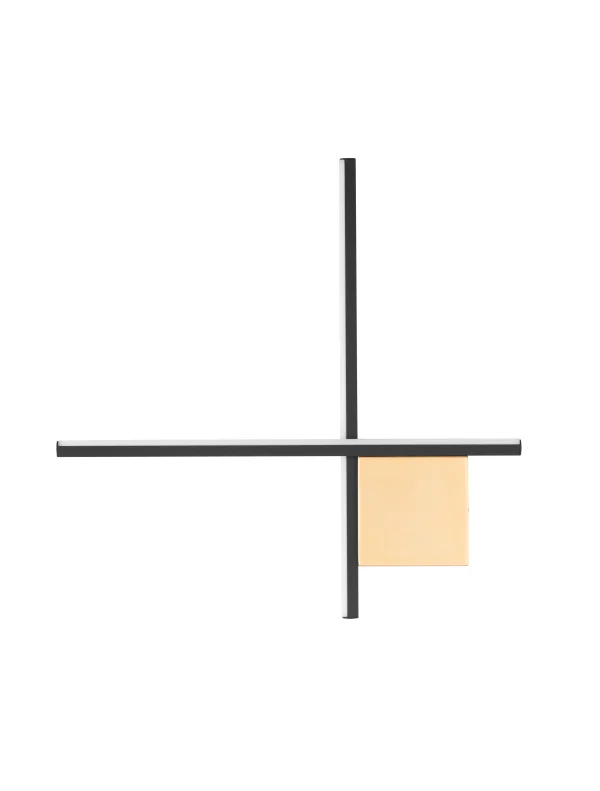 Nova Luce Cross - applique murale - 50 x 50 x 4 cm - 15W LED inclus - or brossé et noir sablé