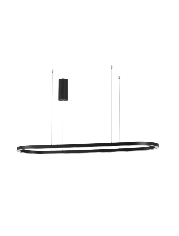 Nova Luce Cuppe - lampe suspendue - 120 x 35 x 200 cm - 58W LED dimmable inclus - noir