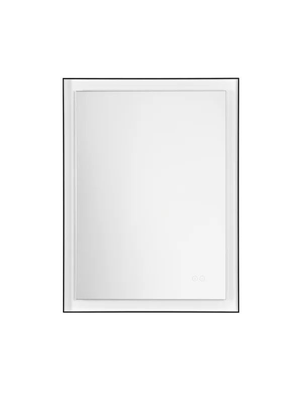 Nova Luce Deca - miroir avec éclairage - 60 x 80 x 3,5 cm - 29W LED inclus - IP44 - noir sablé et blanc